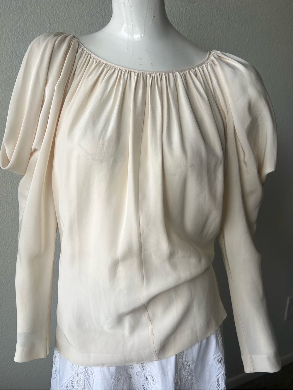 Jay Godfrey 100% SILK cold shoulder beige Blouse-6